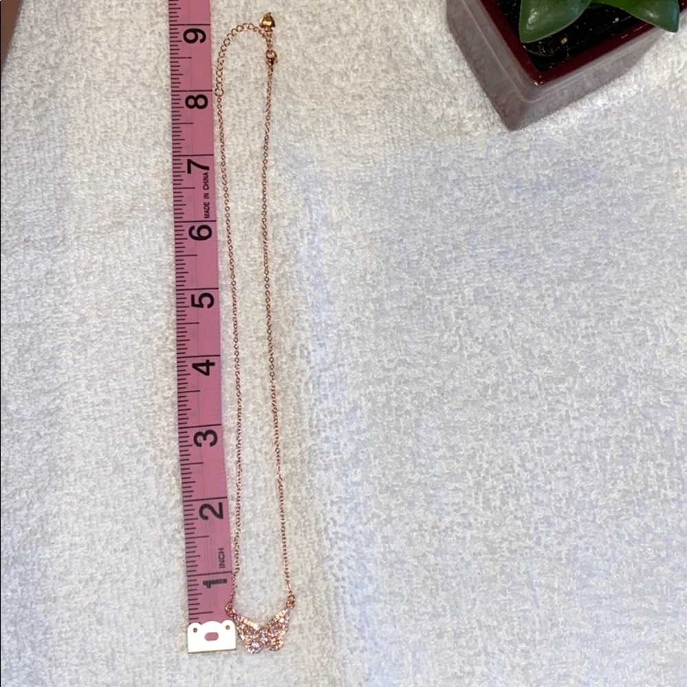 Dainty Rose Gold n Crystal Butterfly Necklace - Picture 7 of 10